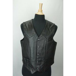 Lost Worlds Black Button Horsehide Leather Vest